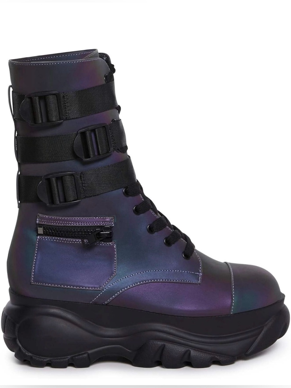 NWOB Iridescent Purple Platform Combat Boots - Women's Size 7 - Picture 4 of 16